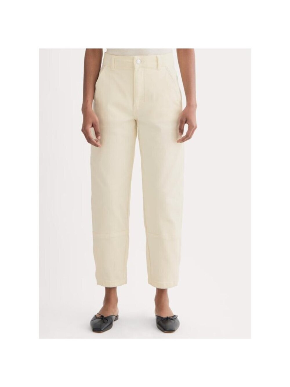 Everlane Women's Bone Organic Cotton Barrel Utility Pants Size 00 Ankle Relaxed